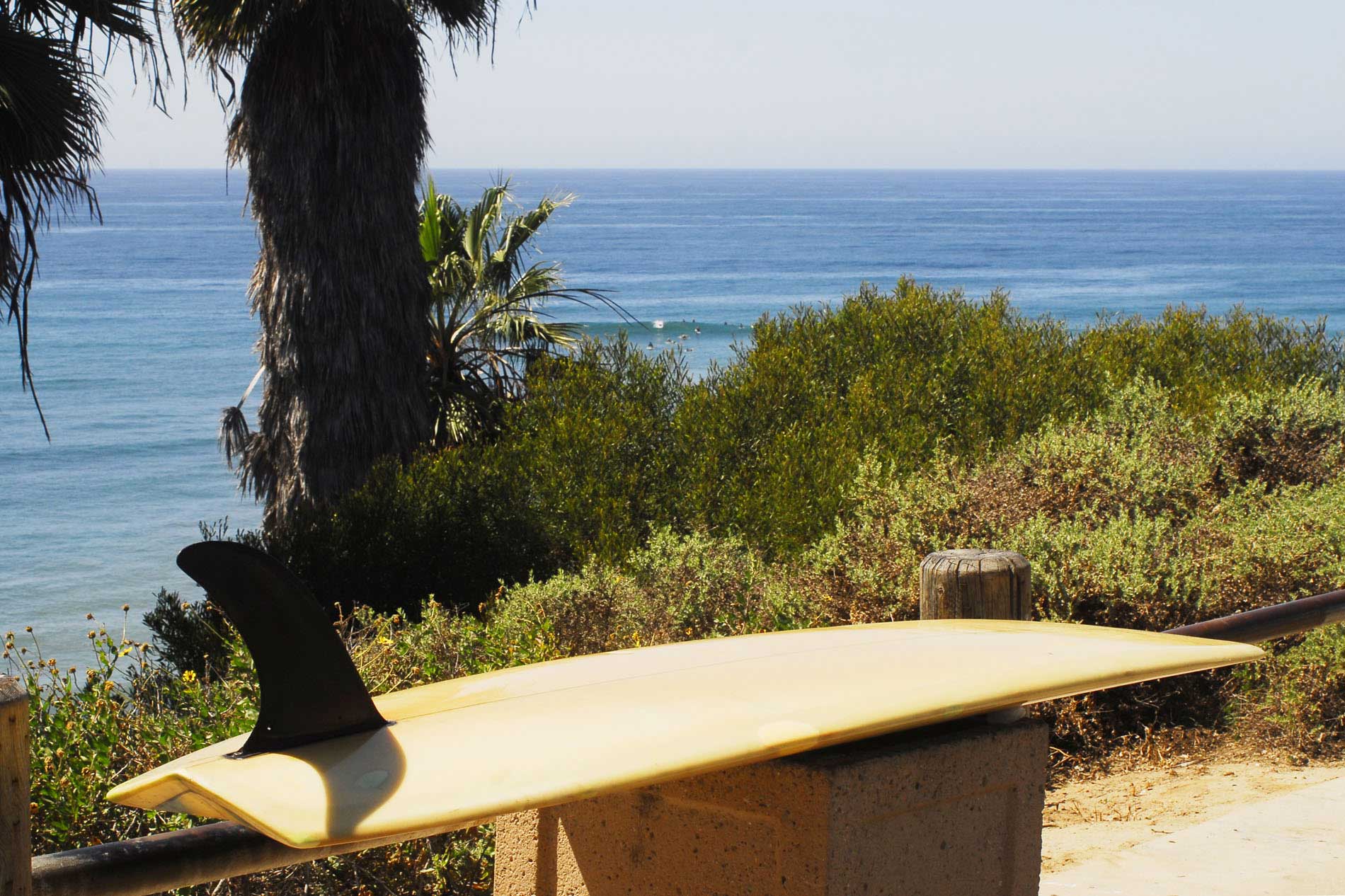 Surfboards Hawaii vee bottom at Swamis surf break in Encinitas, California