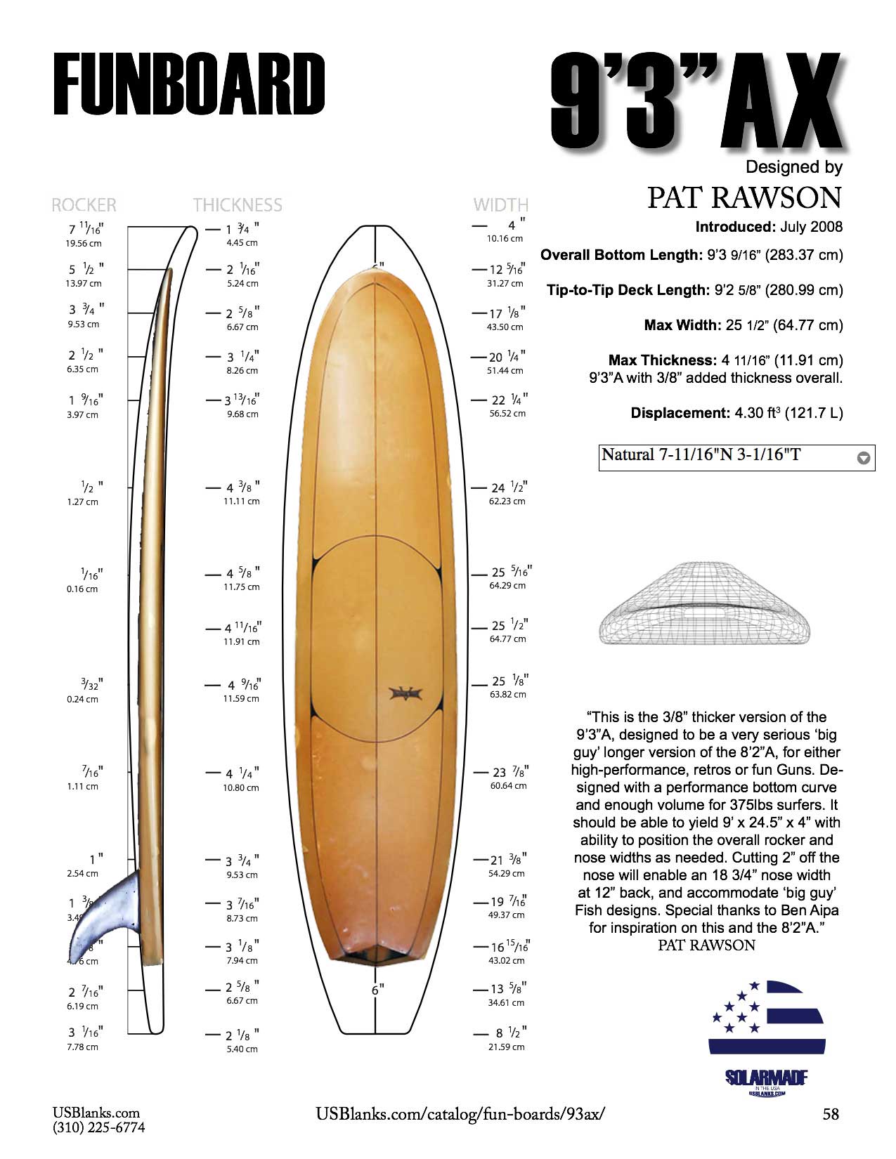 Surfboards Hawaii mockup on Renny Yater US Blanks diagram